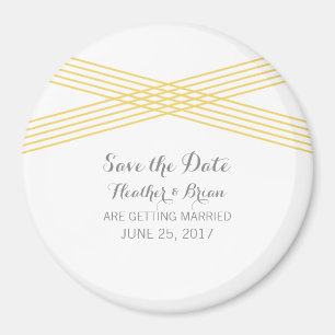 Yellow Modern Deco Save the Date Magnet