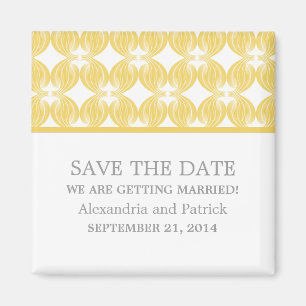 Yellow Modern Deco Save the Date Magnet