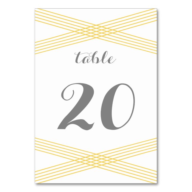 Yellow Modern Deco Table Card (Front)