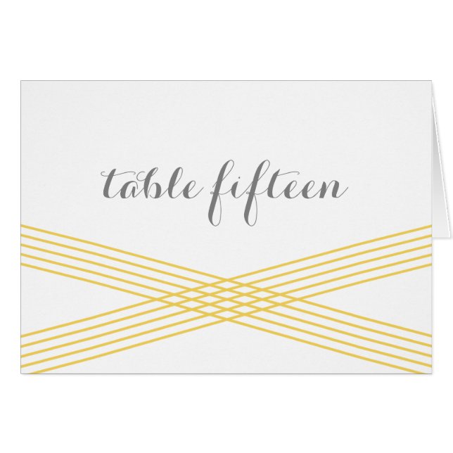 Yellow Modern Deco Table Number Card (Front Horizontal)