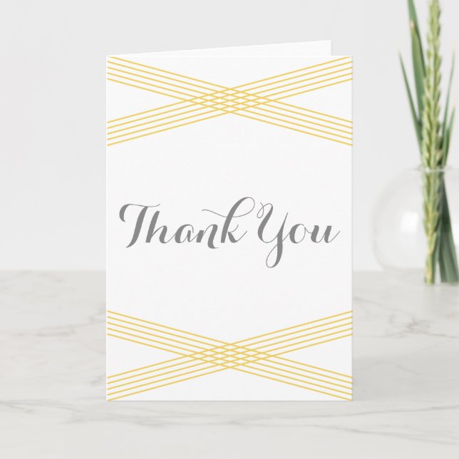Yellow Modern Deco Thank You Card (Front)