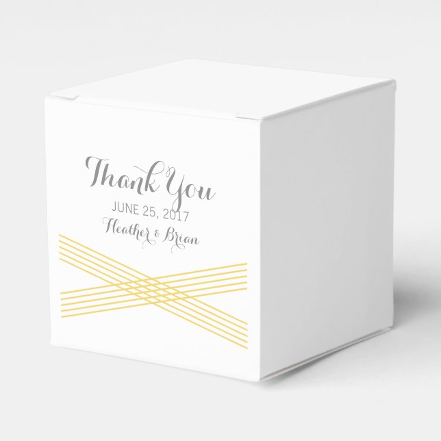 Yellow Modern Deco Wedding Favor Boxes (Front Side)