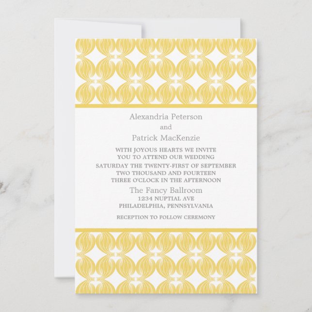 Yellow Modern Deco Wedding Invite (Front)