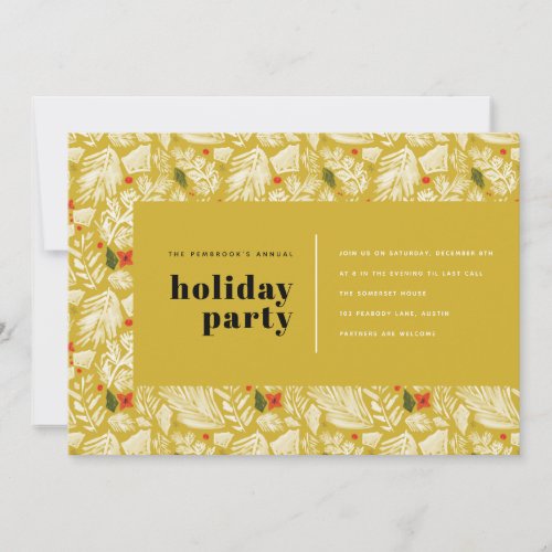 Yellow Modern Festive Botanical Holiday Party