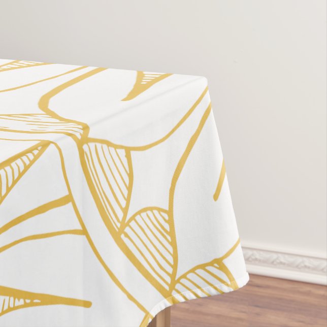 Yellow Modern Floral Pattern Tablecloth (In Situ)