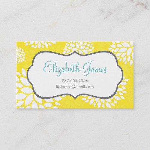 Yellow Modern Flowers Business Card