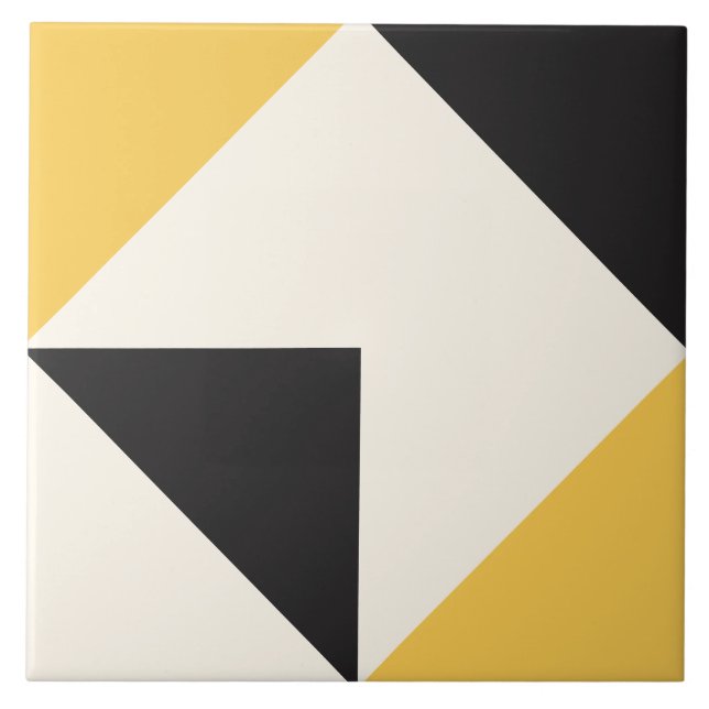 Yellow Modern Geometric Shape Pattern Ceramic Tile (Front)