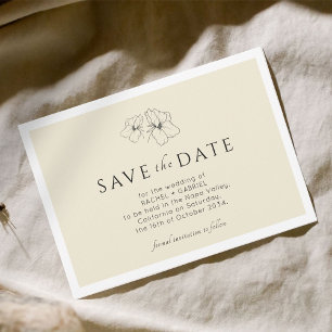 Yellow | Modern Gold Floral Flat Save The Date 
