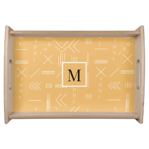 Yellow Modern Gorgeous Geometric Custom Monogram Serving Tray
