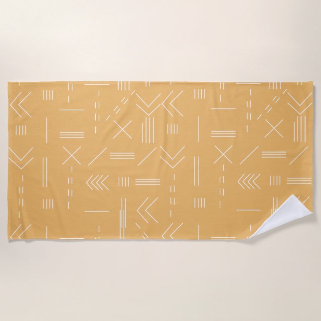 Yellow Modern Gorgeous Geometric Pattern Beach Towel (Front)
