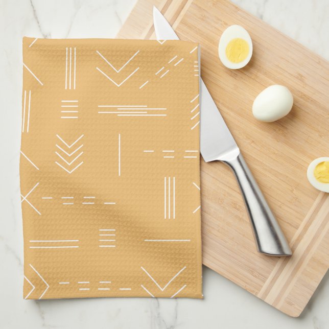Yellow Modern Gorgeous Geometric Pattern Kitchen Towel (Quarter Fold)