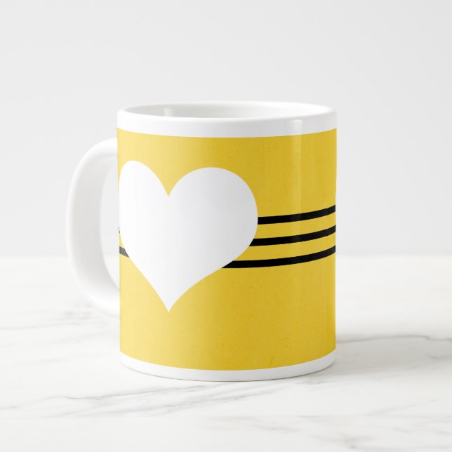 Yellow Modern Heart Jumbo Mug (Front Left)