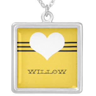 Yellow Modern Heart Necklace