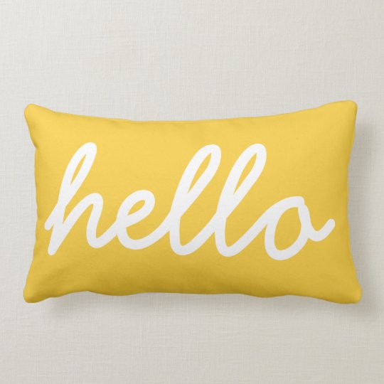Yellow Modern Hello Throw Pillow | Zazzle.com