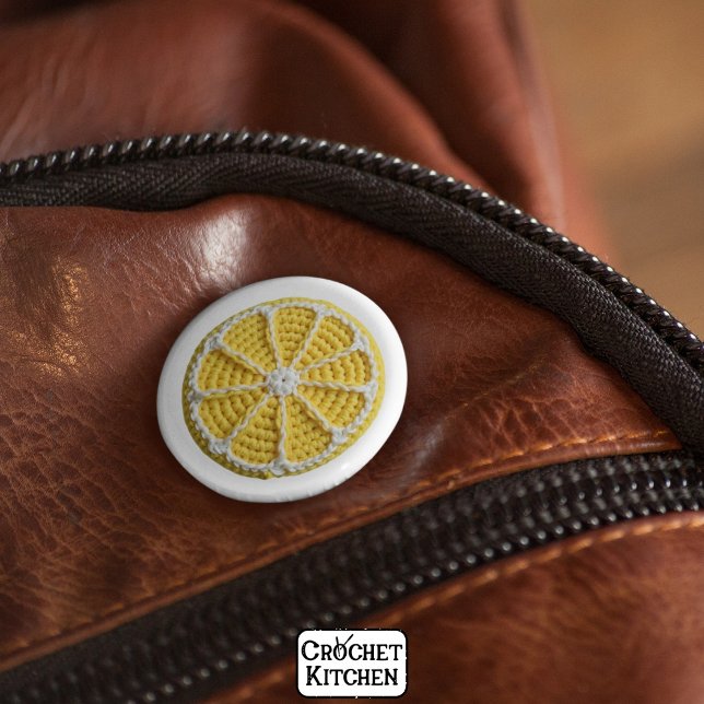 Yellow Modern Minimal Fresh Crochet Lemon Slice  Button (Creator Uploaded)
