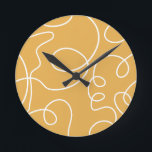 Yellow Modern Minimal Line Brush Strokes Round Clock<br><div class="desc">Mid Century Modern Abstract Brush Strokes – Minimal Line – mustard yellow.</div>