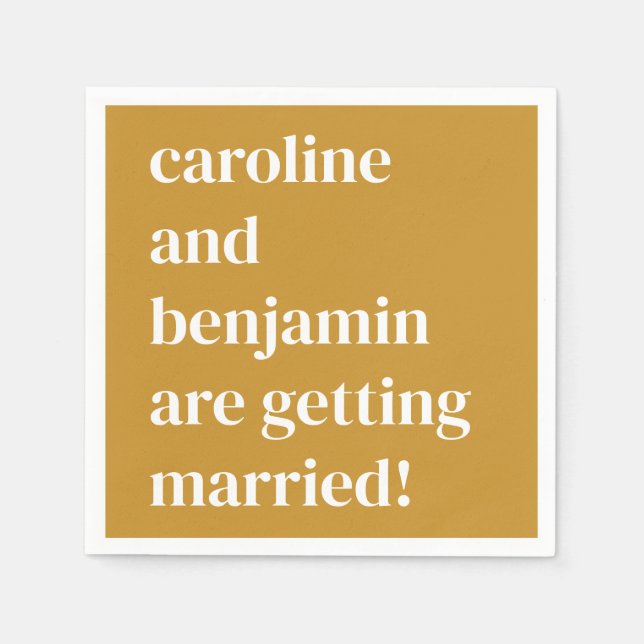 Yellow Modern Minimalist Bold Custom Wedding Napkins (Front)