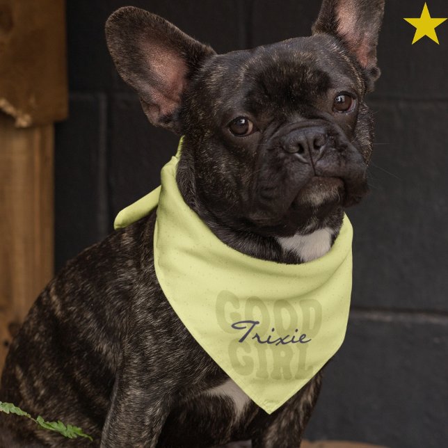 Yellow Modern Minimalist Custom Name Pet Bandana (Creator Uploaded)