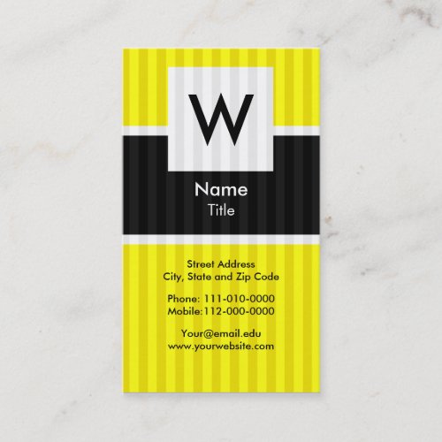 Yellow Modern Monogram Business Card
