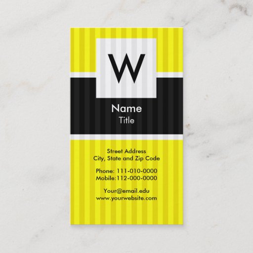 Customizable Yellow Modern Monogram Business Card