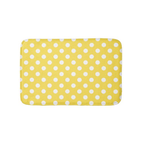 Yellow Modern Polka Dot Pattern Guest Bathroom Bath Mat