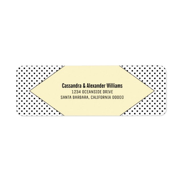 Yellow Modern Polka Dots Wedding Label (Front)