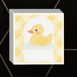 Yellow Modern Rubber Ducky Baby Shower Napkins