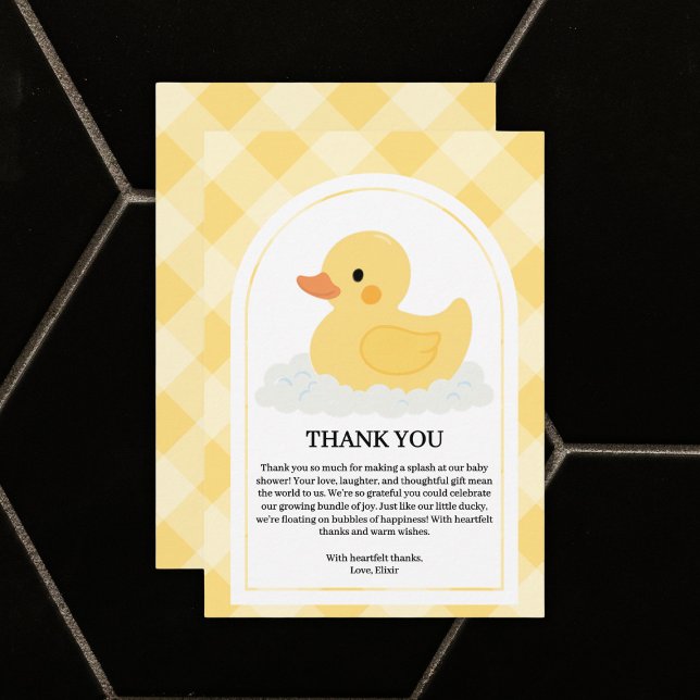 Yellow Modern Rubber Ducky Baby Shower Thank You Card (Creator Uploaded)