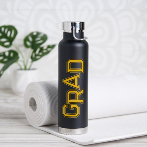 Yellow Modern Simple High School Grad Graduation Water Bottle