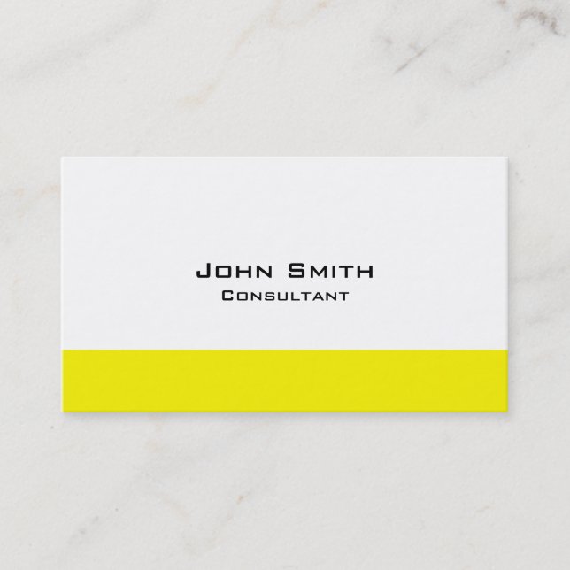 Yellow Modern Stylish Classy Plain Simple Business Card (Front)