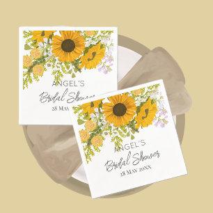 Yellow Modern Sunflowers Bouquet Bridal Shower Napkins