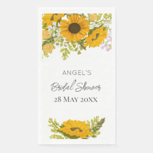 Yellow Modern Sunflowers Bouquet Bridal Shower Paper Guest Towels