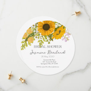 Yellow Modern Sunflowers Bouquet Bridal Shower Save The Date