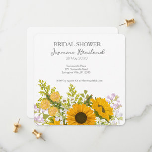 Yellow Modern Sunflowers Bouquet Bridal Shower Save The Date