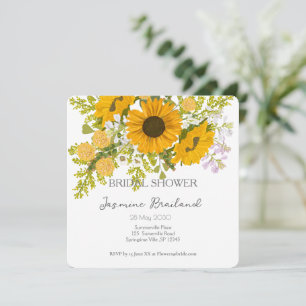 Yellow Modern Sunflowers Bouquet Bridal Shower Save The Date