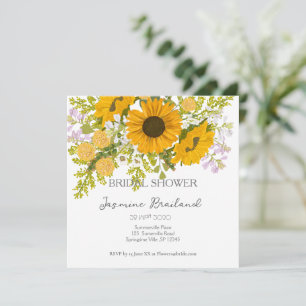 Yellow Modern Sunflowers Bouquet Bridal Shower  Save The Date