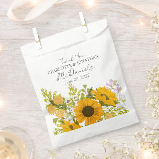 Yellow Modern Sunflowers Bouquet Wedding  Favor Bag