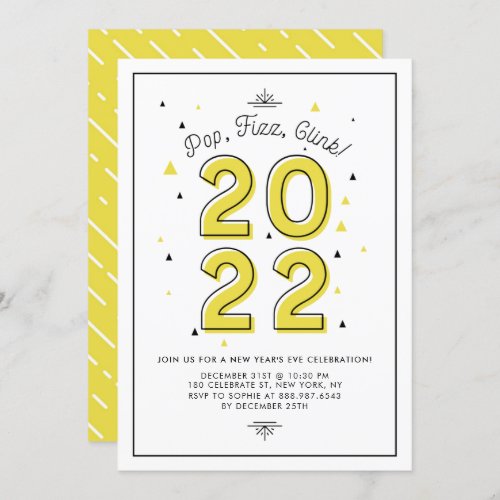 Yellow Modern Typography 2022 New Years Eve Party Invitation