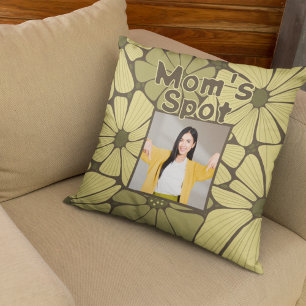 Yellow Mom's Spot Couch Photo Mother's Day Gift Throw Pillow