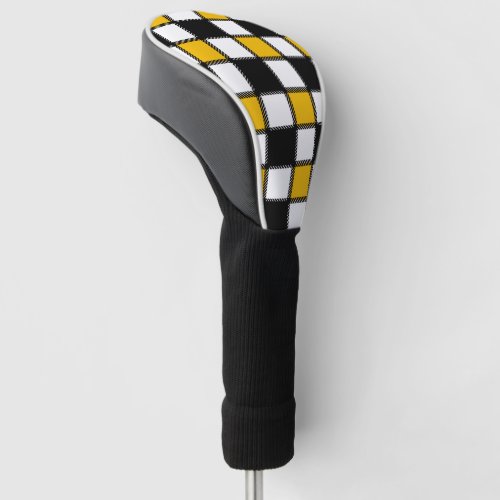 Yellow Monochrome Checks Golf Head Cover