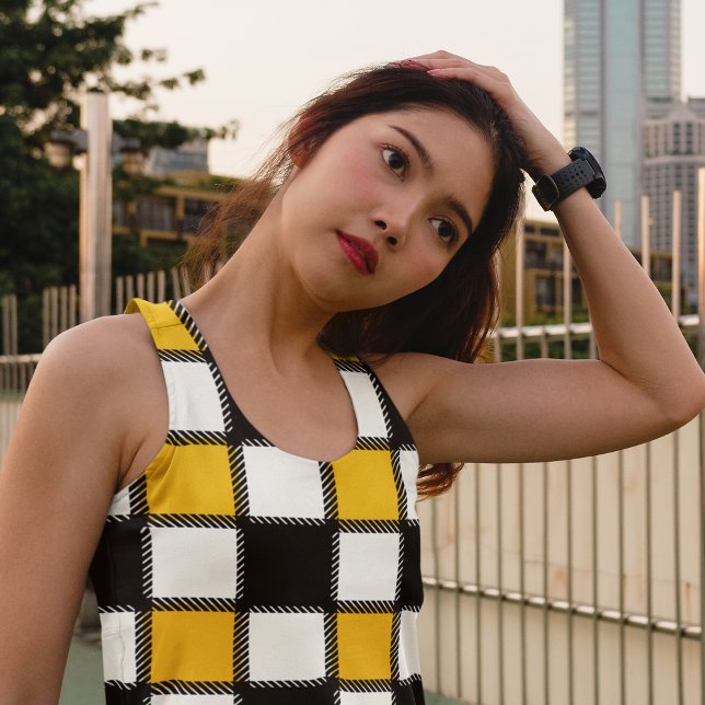 Yellow Monochrome Checks Tank Top (Creator Uploaded)