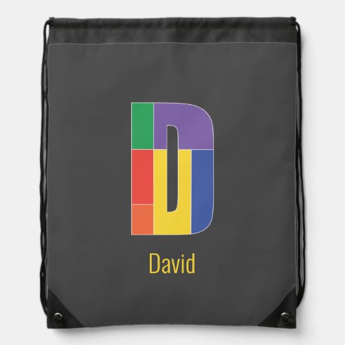  Yellow monogram Initial minimalist Drawstring Bag