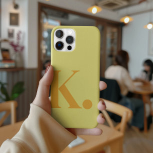 Yellow Monogram Letter Basic Color Minimalist iPhone 15 Pro Case