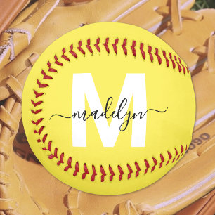 Yellow Monogram Name Softball