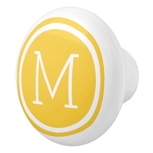 Yellow Monogram Personalized Drawer Knob