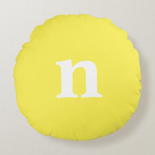 Yellow Monogram Round Pillow