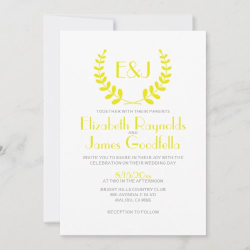 Yellow Monogram Wedding Invitations