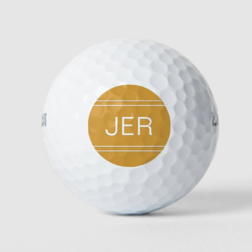 Yellow Monogrammed Initial Personalized Golfer Golf Balls