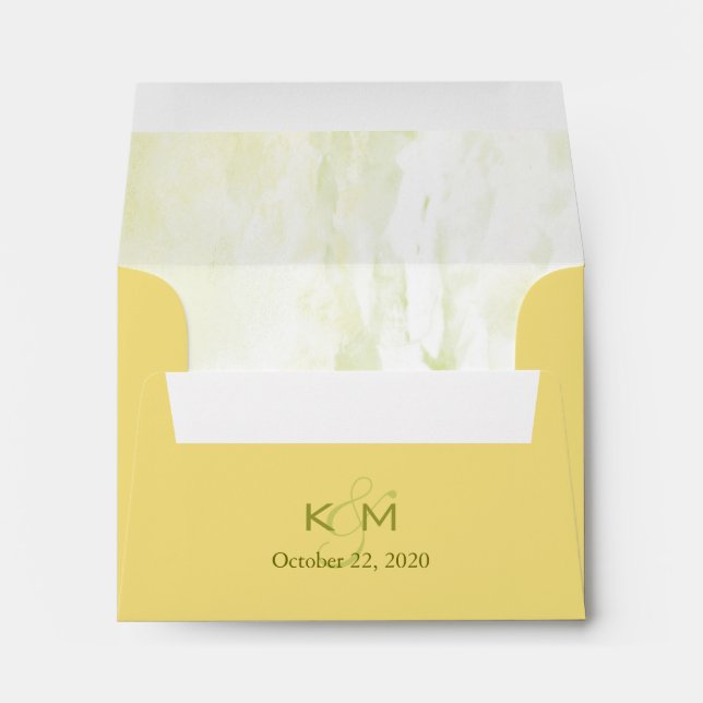 Yellow Monogrammed Pre Addressed Wedding Envelope (Back (Bottom))