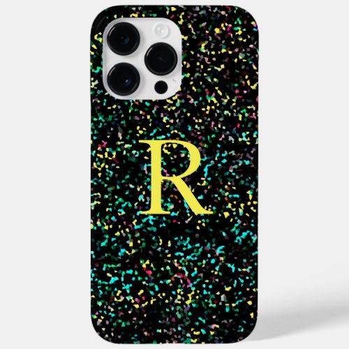 Yellow Monograms Glitter Patterns Colorful Custom Case_Mate iPhone 14 Pro Max Case